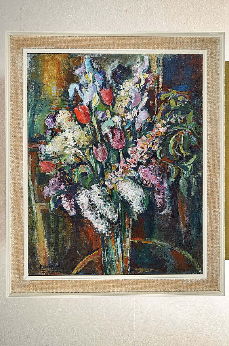 Detail k: Erich Schug, 1906 Ludwigshafen - 1982 Bad Dürkheim, Stillleben mit Blumen, li. unten signiert und dat. 1967, 88 x 70 cm, Rahmen 103 x 86 cm