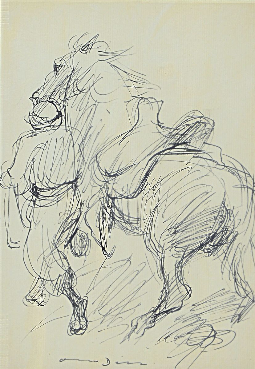 Otto Dill, 1884 Neustadt/Wstr. - 1957 Bad Dürkheim, Pferdeführer, Tuschezeichnung,li. unten signiert, ca. 22.5x 15 cm, unter Glas, Rahmen: 46 x 36 ...