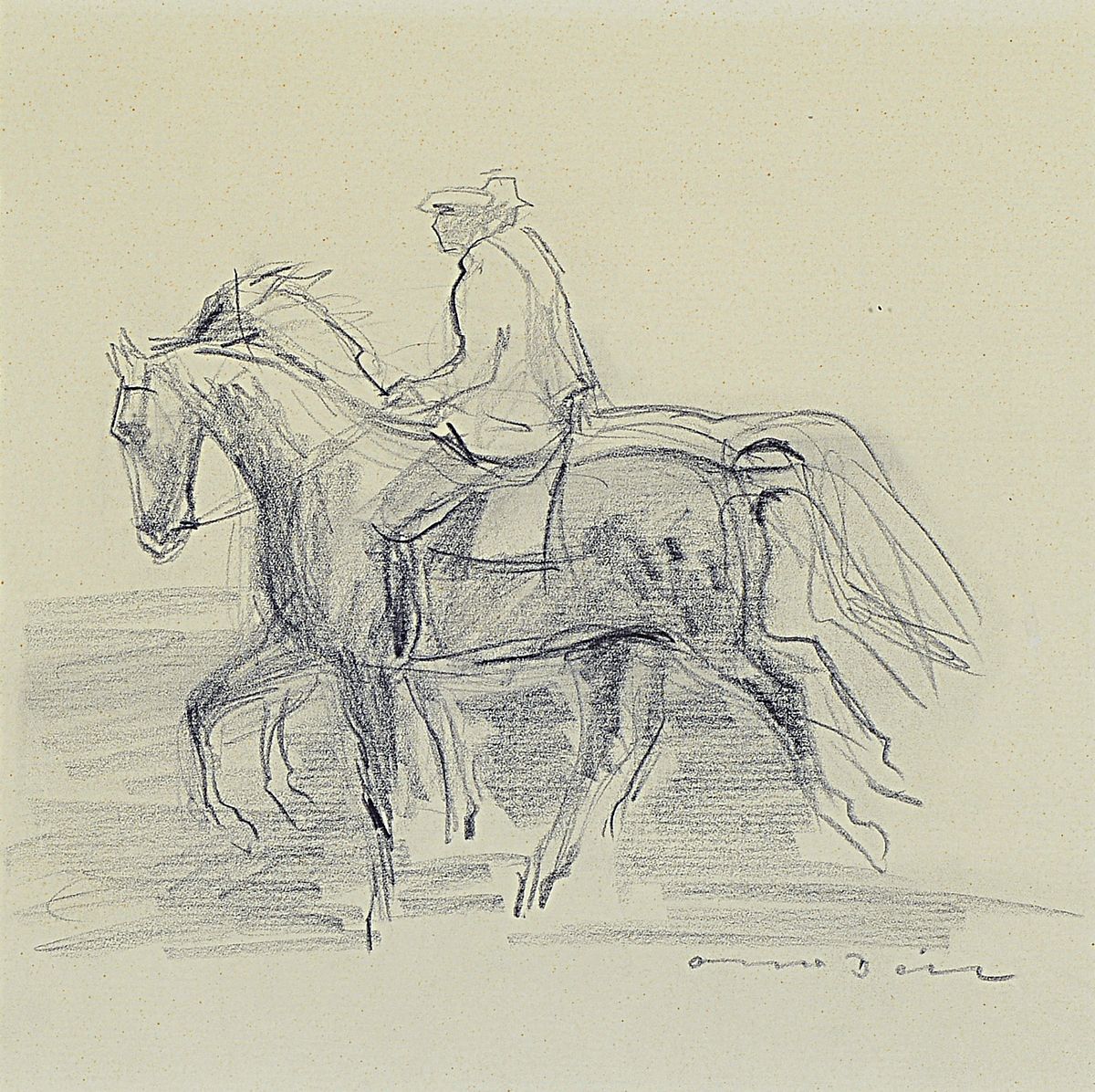 Otto Dill, 1884 Neustadt/Wstr. -, 1957 Bad Dürkheim, zwei Reiter, Bleistiftzeichnung, re. u. signiert, ca. 22.5 x 22.5 cm, unter Glas, Rahmen