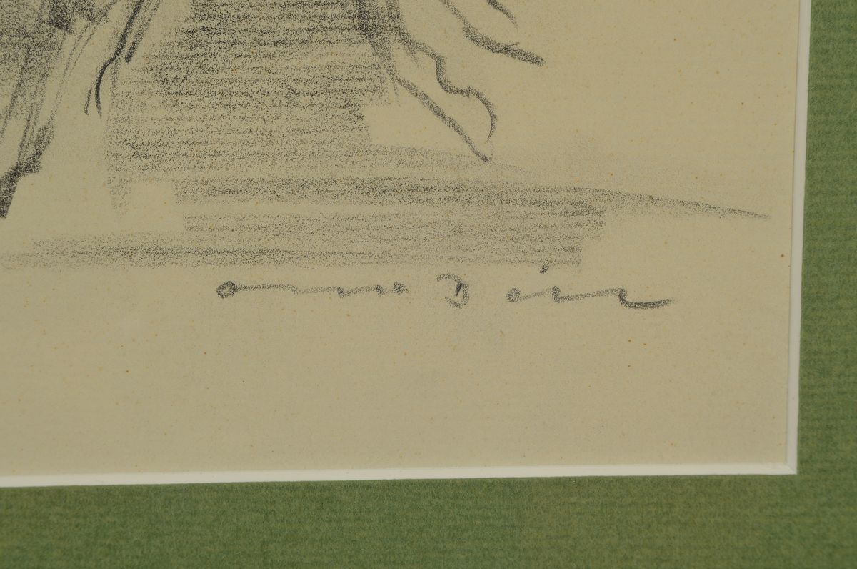Detail a: Otto Dill, 1884 Neustadt/Wstr. -, 1957 Bad Dürkheim, zwei Reiter, Bleistiftzeichnung, re. u. signiert, ca. 22.5 x 22.5 cm, unter Glas, Rahmen