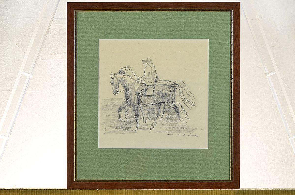 Detail k: Otto Dill, 1884 Neustadt/Wstr. -, 1957 Bad Dürkheim, zwei Reiter, Bleistiftzeichnung, re. u. signiert, ca. 22.5 x 22.5 cm, unter Glas, Rahmen