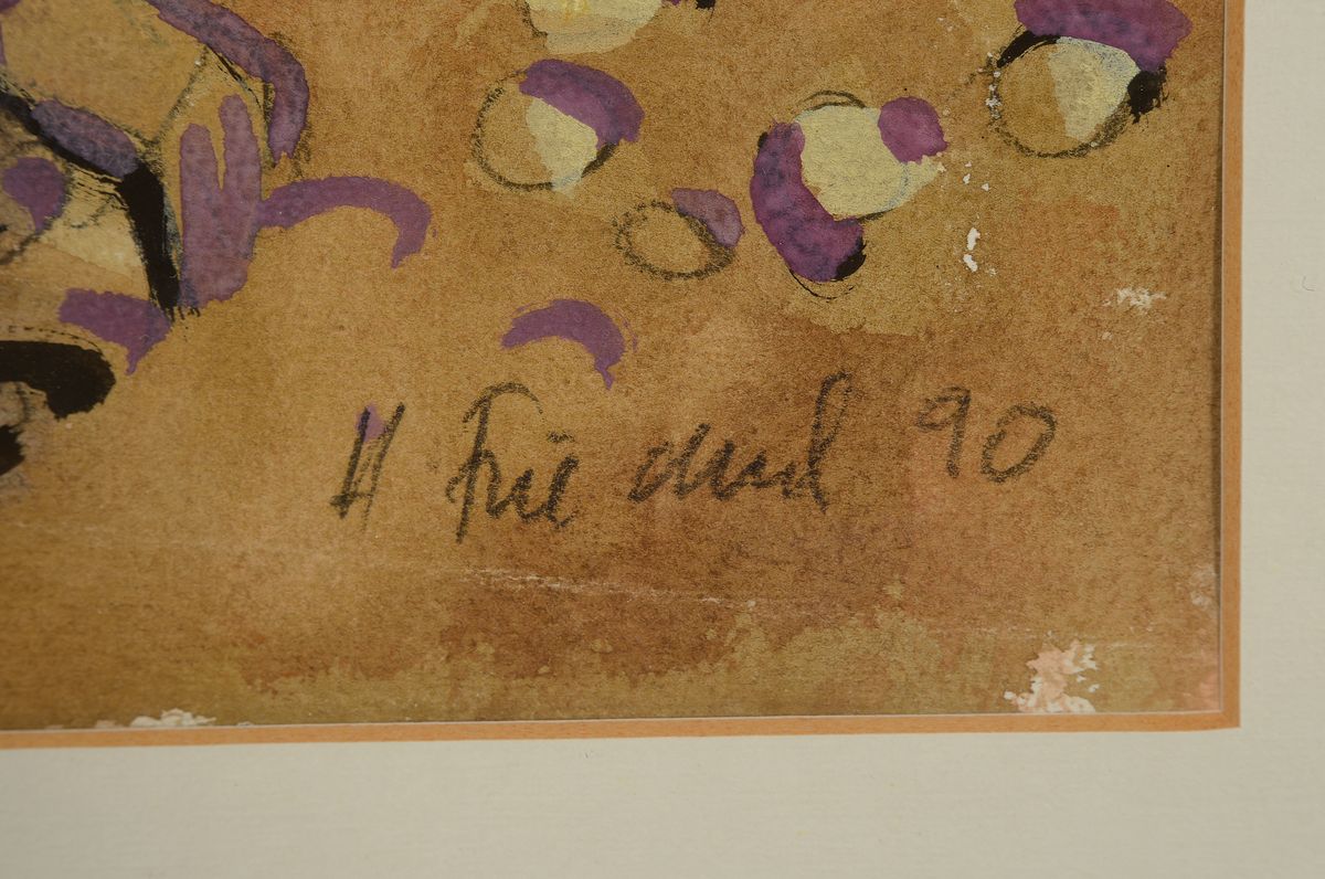 Detail a: Heinz Friedrich, 1924 Schwetzingen - 2018, zwei Gouachen, Bauersleute bei der Ernte, Gouache auf Papier, re. u. signiert, 1 x dat. 90, ca. 46 x 34 cm ...