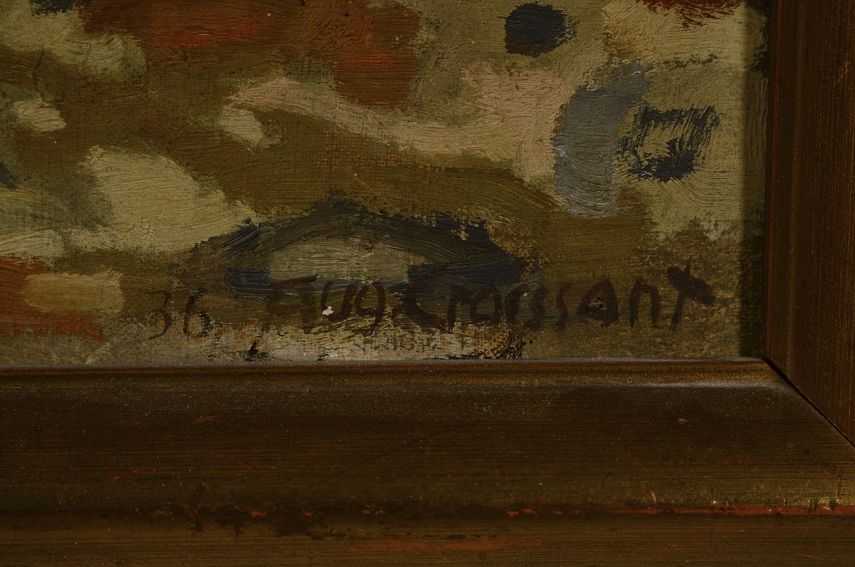 Detail a: August Croissant 1870 Landau - 1941 Edenkoben, Stillleben mit Obst und Weinkrug, Öl/Lwd, signiert, verso bez., ca. 40 x 48 cm, Rahmen
