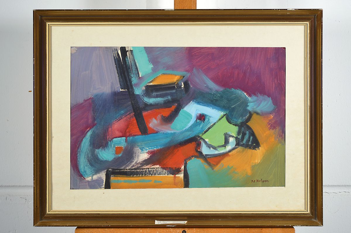 Detail k: Inge Helsper-Christiansen, geb. 1942, Stillleben, Gouache auf Papier, rechts unten signiert, ca. 32x48cm, u.Gl., R. ca. 48x64cm