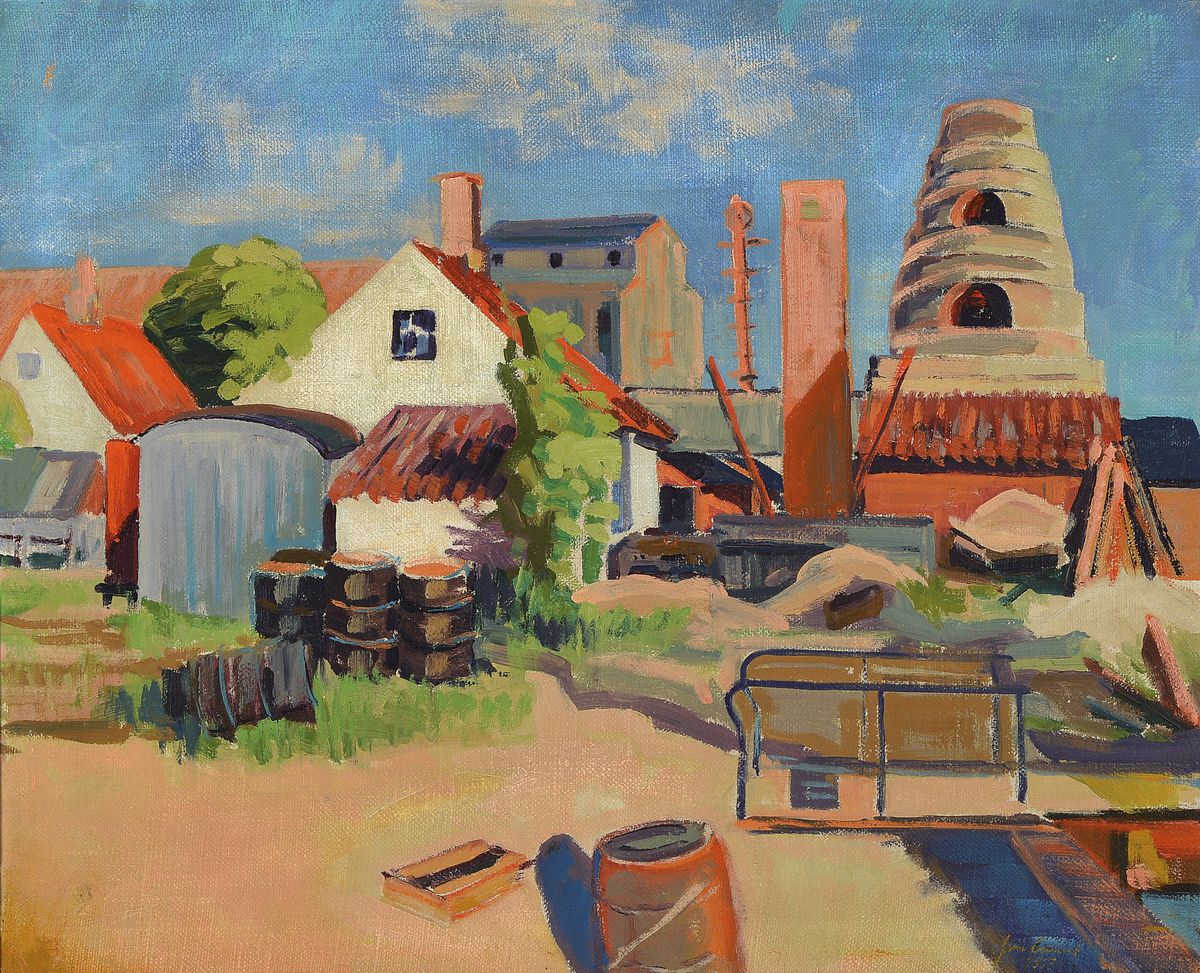 Hermann Croissant, 1889-1963 Landau, Ziegelei bei Jockgrim, Öl/Lwd, signiert und dat. 1917, ca. 66x81cm, R. ca. 78x92cm