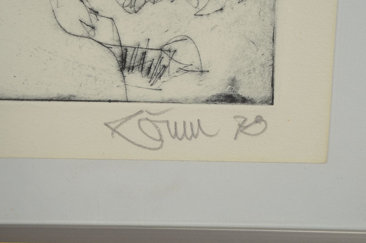 Detail e: Horst Römer, Prof., 1929-2008, hessischer Architekt und Künstler, drei Zeichnungen und fünf Radierungen, Landschafts- und Städteansichten, alle ...