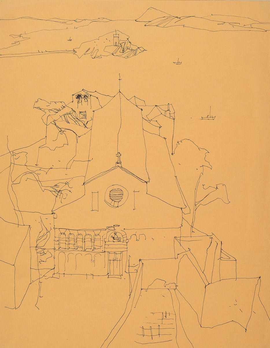 Detail f: Horst Römer, Prof., 1929-2008, hessischer Architekt und Künstler, drei Zeichnungen und fünf Radierungen, Landschafts- und Städteansichten, alle ...