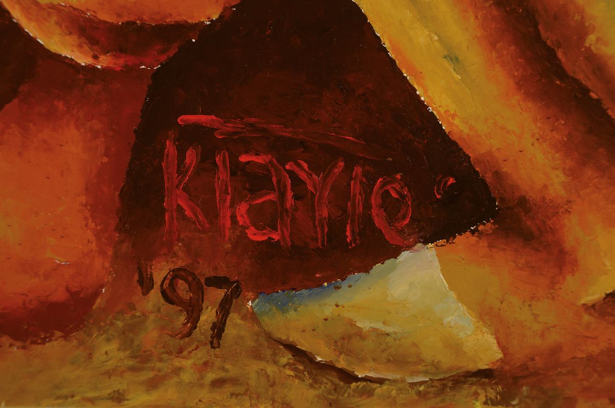 Detail a: Sebastian Kiarie, geb. 1971, zeitgenössischer Künstler aus Kenia, "Accused" (Angeklagt), betitelt und nochmals signiert, Öl/Lwd., ...