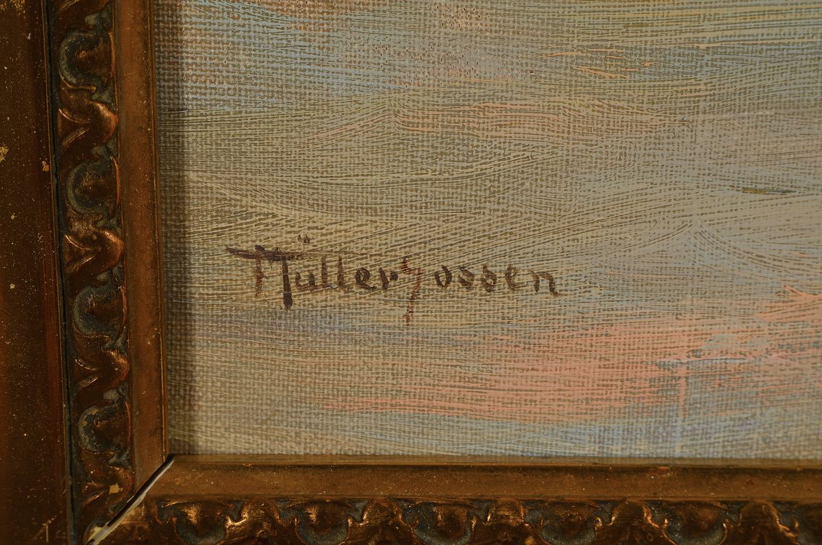 Detail a: Franz Müller-Gossen, 1871 Mönchengladbach-1946 Lausanne, Boot auf dem Nil, Öl/Malkarton, links unten signiert, ca. 38x54cm, R. ca. 53x68cm