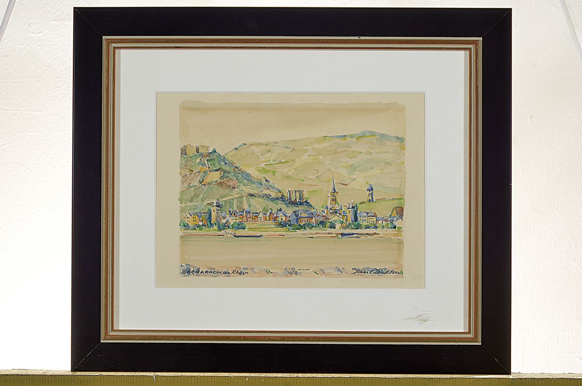 Detail k: Paul Dahlen, 1881-1954, Blick auf Bacharach am Rhein, Aquarell auf Papier, signiert, ca. 15x19cm, PP, u.Gl., R. ca. 30x36cm