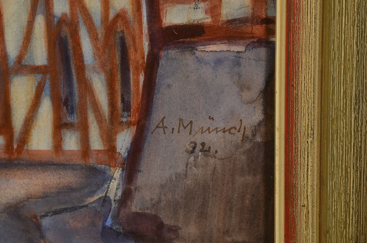Detail a: Adam Münch, 1886 Lahr/Hunsrück-1970 Koblenz, Mitbegründer der Künstlervereinigung Das Boot und 1945 des Mittelrheinischen Künstlerverbandes, ...