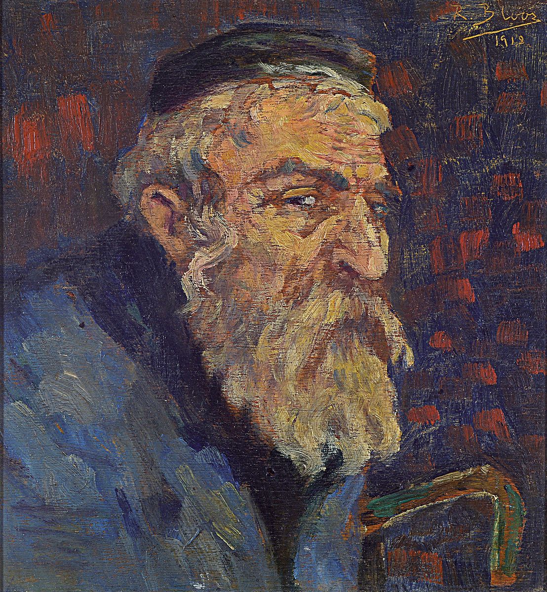 Richard Bloos, 1878-1957, Porträt eines bärtigen alten Mannes, Öl/Holz, rechts oben signiert und dat. 1912, ca. 22.5x20.5cm, R.