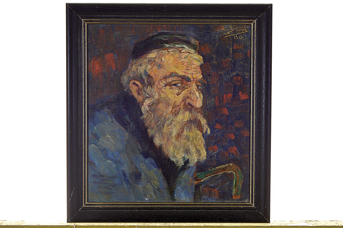 Detail k: Richard Bloos, 1878-1957, Porträt eines bärtigen alten Mannes, Öl/Holz, rechts oben signiert und dat. 1912, ca. 22.5x20.5cm, R.