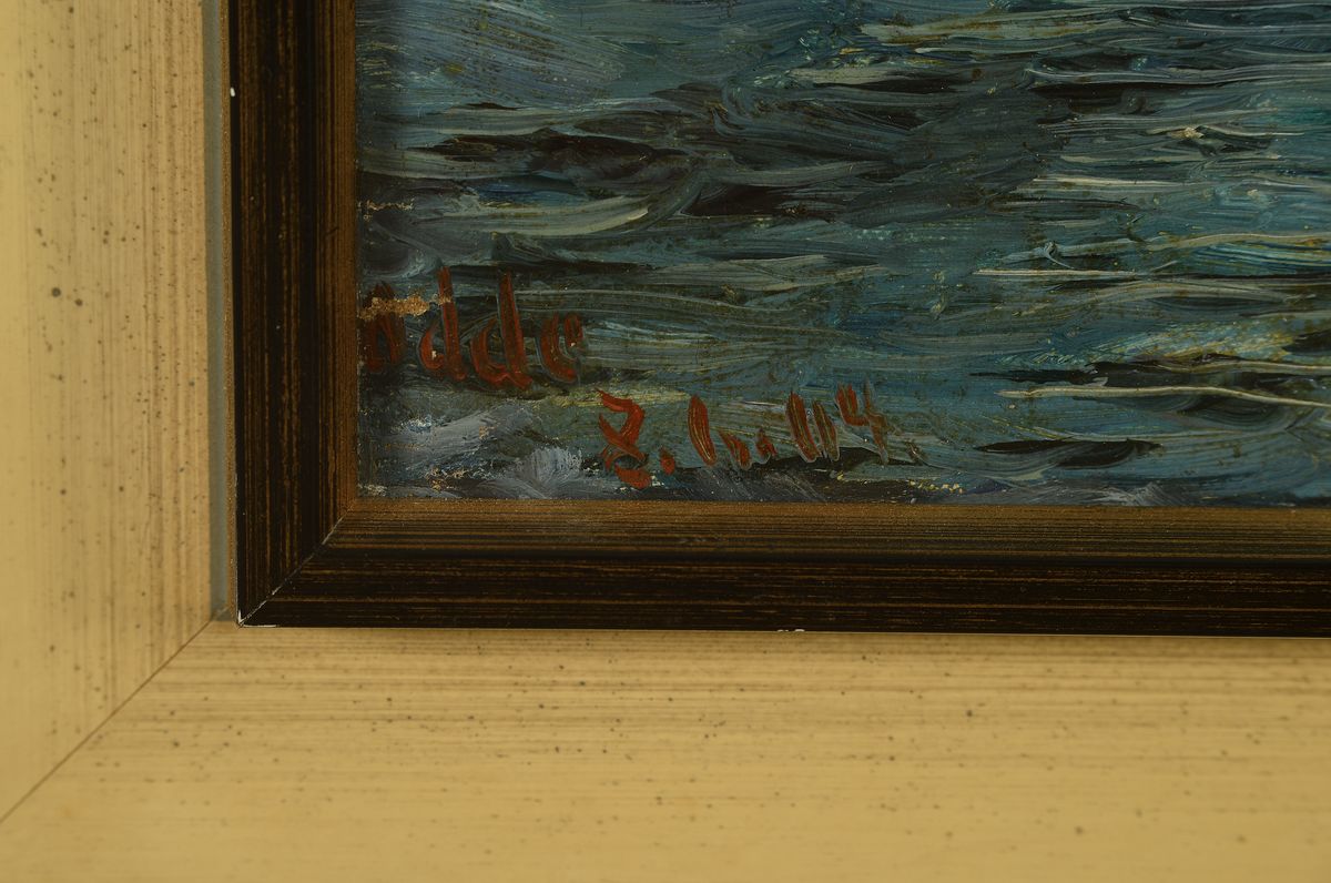 Detail a: Heinrich Petersen-Flensburg, 1861-1908, Blick auf Oddo (Norwegen), Öl/Lwd, rechts unten monogr. HPFl, links unten bez. Oddo und dat. 1904, ca. ...