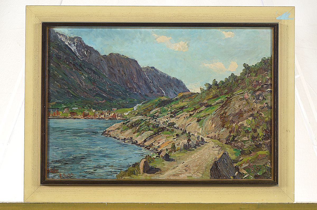 Detail k: Heinrich Petersen-Flensburg, 1861-1908, Blick auf Oddo (Norwegen), Öl/Lwd, rechts unten monogr. HPFl, links unten bez. Oddo und dat. 1904, ca. ...