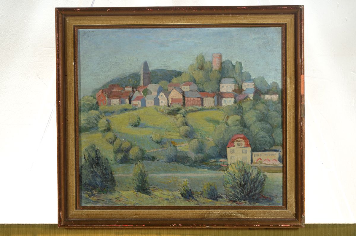 Detail k: Theo Garvé, 1902 Offenbach-1987 Hamburg, Blick auf Altweilnau, Öl/Holz, rückseitig signiert, ca. 38x43cm, R. ca. 44x50cm