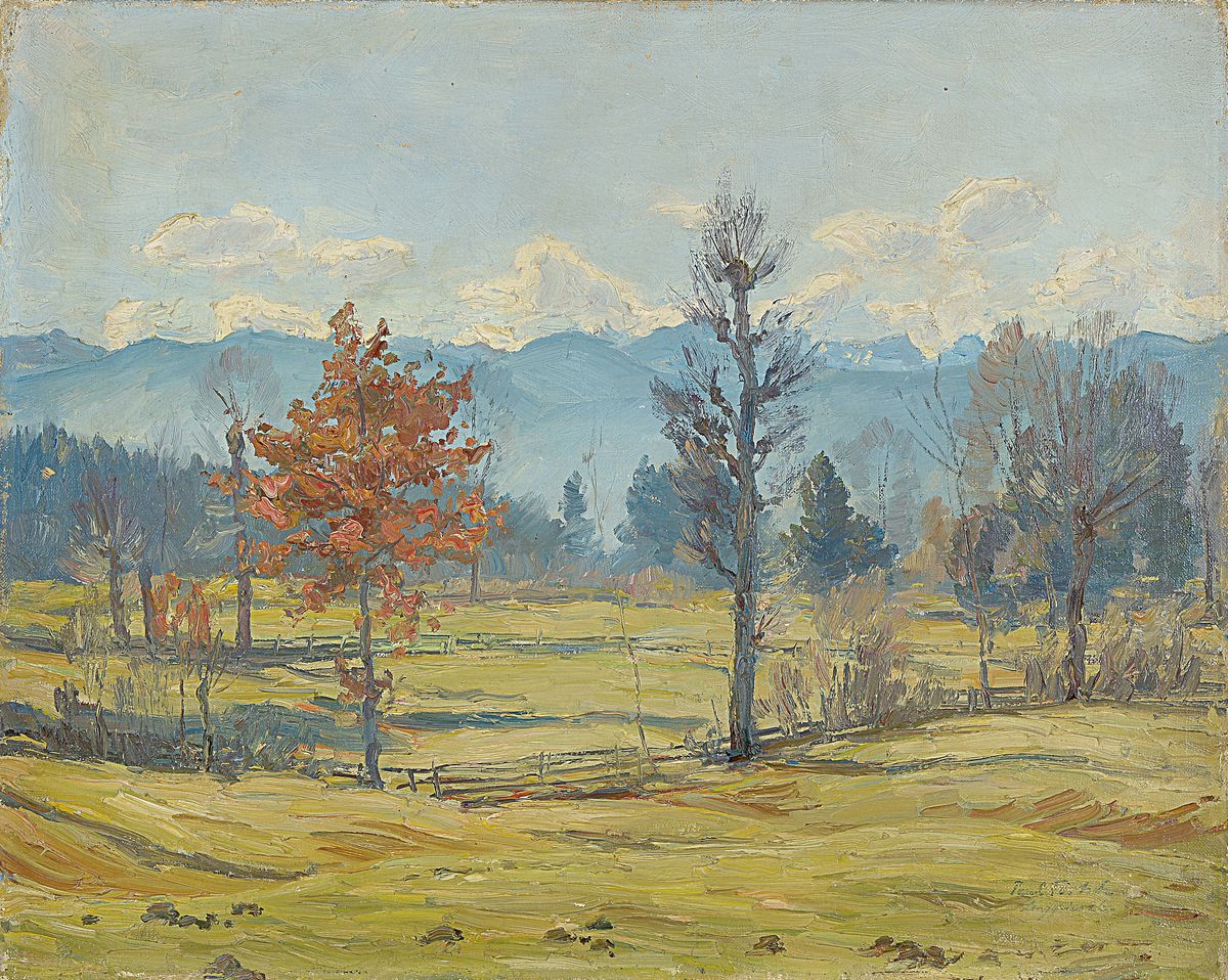 Paul Förtsch, 1888 Nürnberg-1972 Berchtesgarden, Landschaft bei Lenggries, Öl/Lwd, rechts unten signiert und bez.: Lenggries 26, ca. 48x60cm