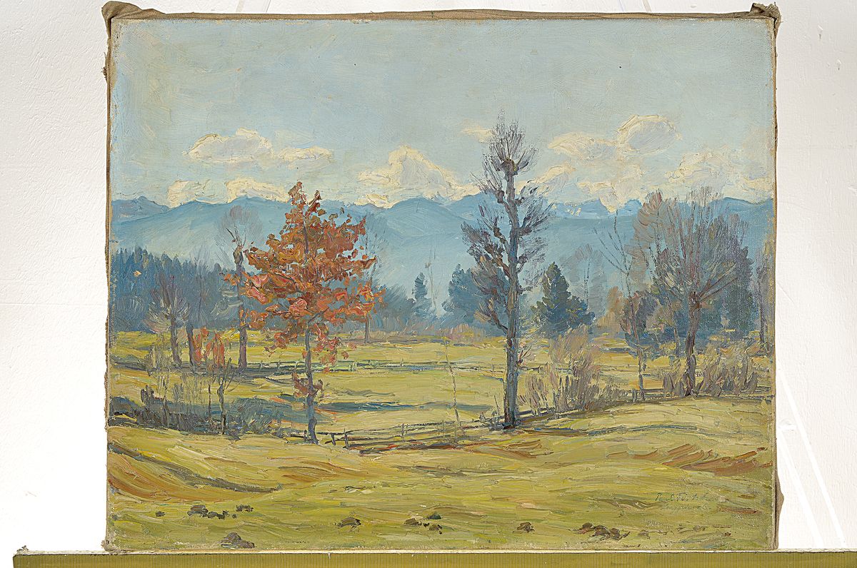 Detail k: Paul Förtsch, 1888 Nürnberg-1972 Berchtesgarden, Landschaft bei Lenggries, Öl/Lwd, rechts unten signiert und bez.: Lenggries 26, ca. 48x60cm