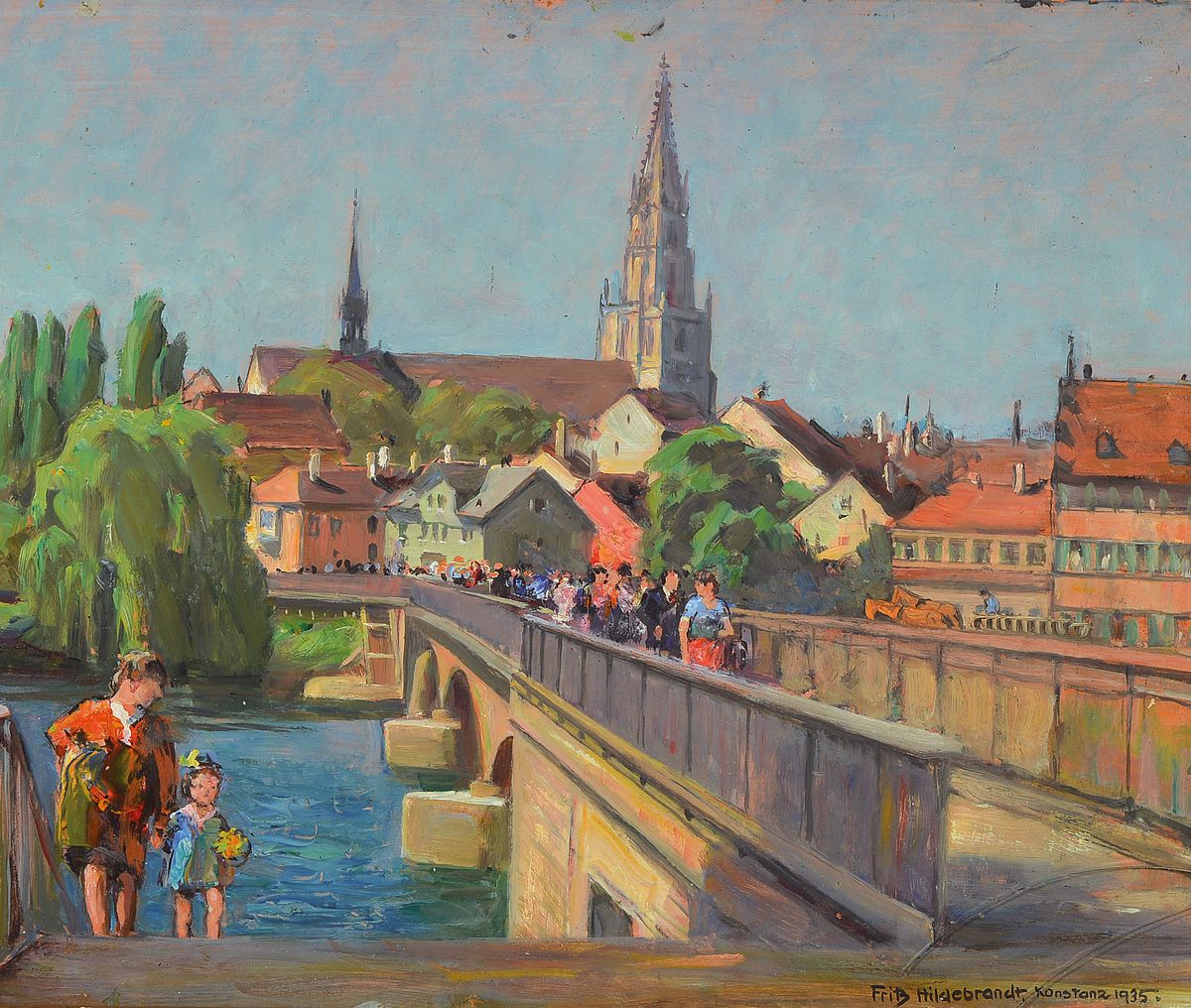 Fritz Hildebrandt, 1878 Quedlinburg-1970, Studium an der Akademie Berlin, war Schüler von Müller-Schönefeld und Hans Licht, hier: Ansicht aus ...