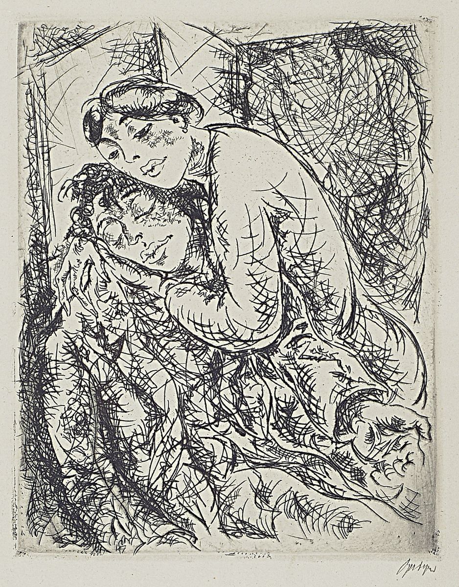 Willi Geiger, 1878-1971, 2 Radierungen aus Dostojewski: Das junge Weib, von 1922, beide handsigniert, je ca. 18x14cm, PP, u.Gl., R. ca. 42x33cm