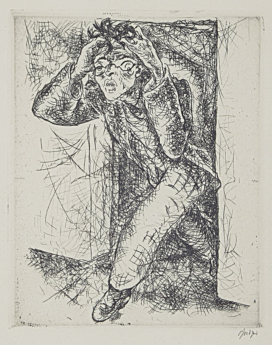 Detail f: Willi Geiger, 1878-1971, 2 Radierungen aus Dostojewski: Das junge Weib, von 1922, beide handsigniert, je ca. 18x14cm, PP, u.Gl., R. ca. 42x33cm