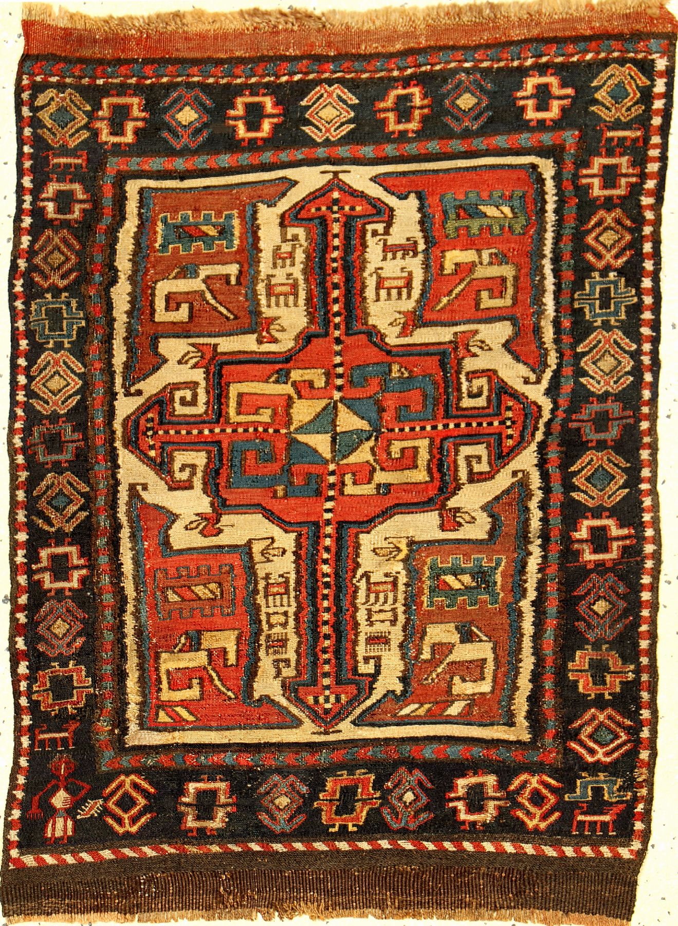 Seltene Schahsavan Sumakh "Taschenfront" antik, Nordwestpersien, 19.Jhd., Wolle gewebt auf Wolle. Diese Taschenfront der Schahsavanen mit ...