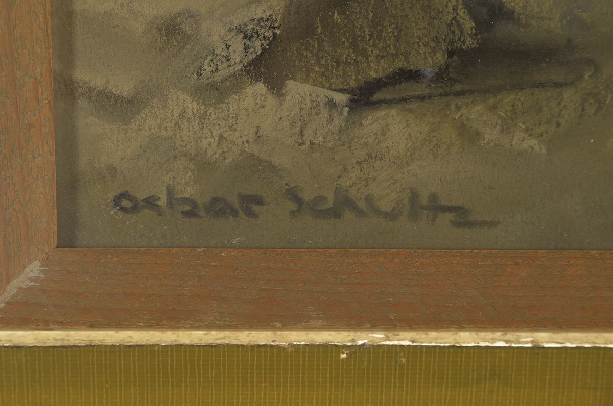 Detail a: Oskar Schultz, 1892-1971, süddeutscher Maler, Ausbildung an der Münchner Akademie bei Heinrich von Zügel, vor allem Alpensujets, verarbeitet in ...