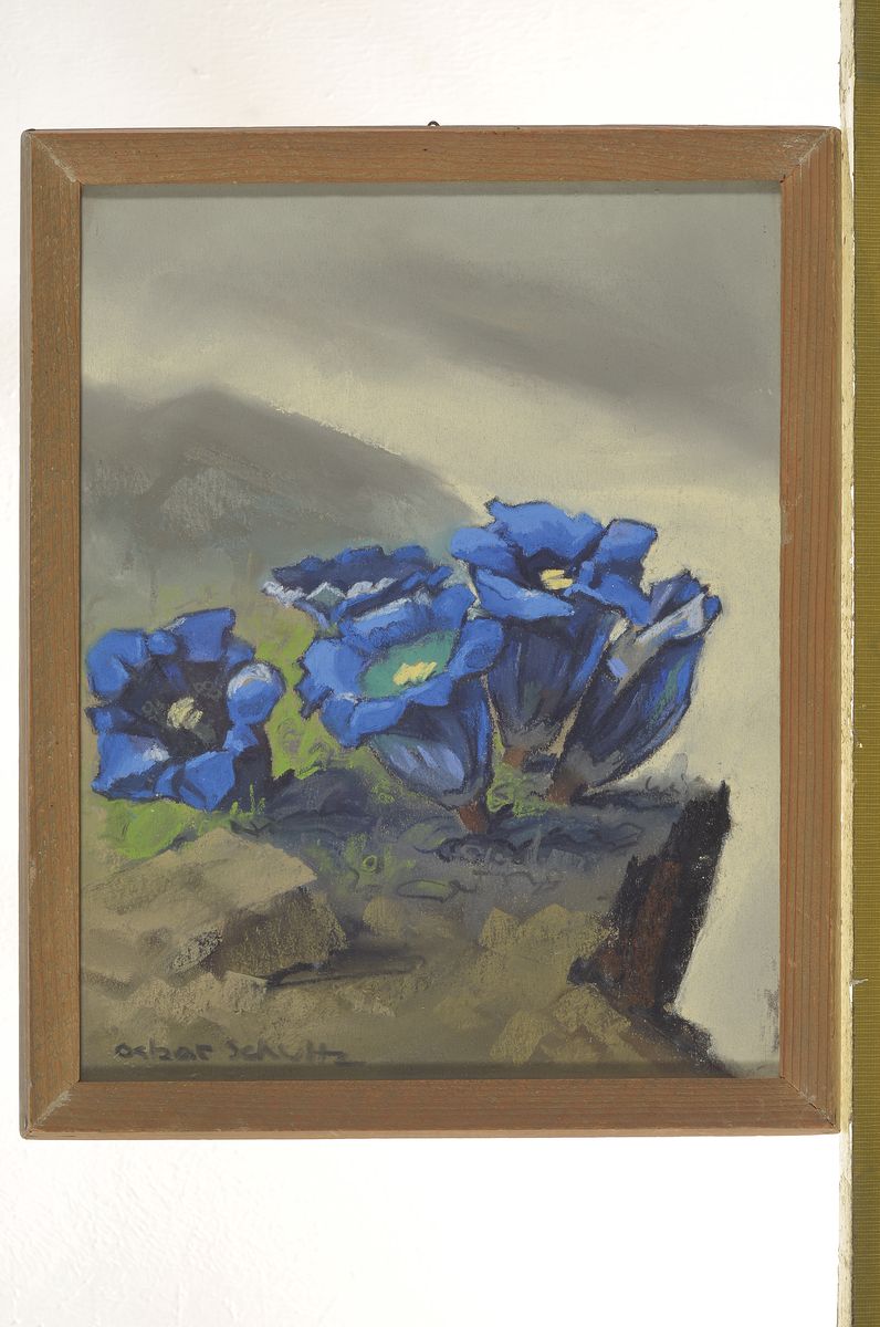Detail k: Oskar Schultz, 1892-1971, süddeutscher Maler, Ausbildung an der Münchner Akademie bei Heinrich von Zügel, vor allem Alpensujets, verarbeitet in ...