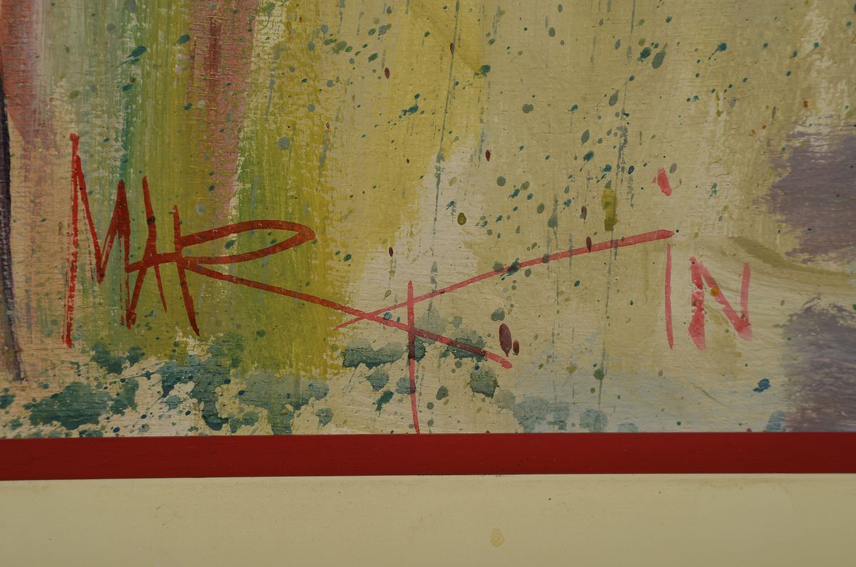 Detail c: Martin Wollmer, geb. 1939, Im Atelier, Öl/Malkarton, rechts oben bez.: Malerin, mittig unten signiert Martin, ca. 100x70cm, R. ca. 110x80cm