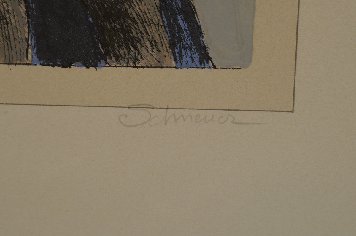 Detail a: David Schneuer, 1905 Galizien-1988 Tel Aviv,sich umarmendes Paar, Farblithographie, handsigniert und num. 139/250, ca. 24x16cm, PP, u.Gl., R. ca. ...