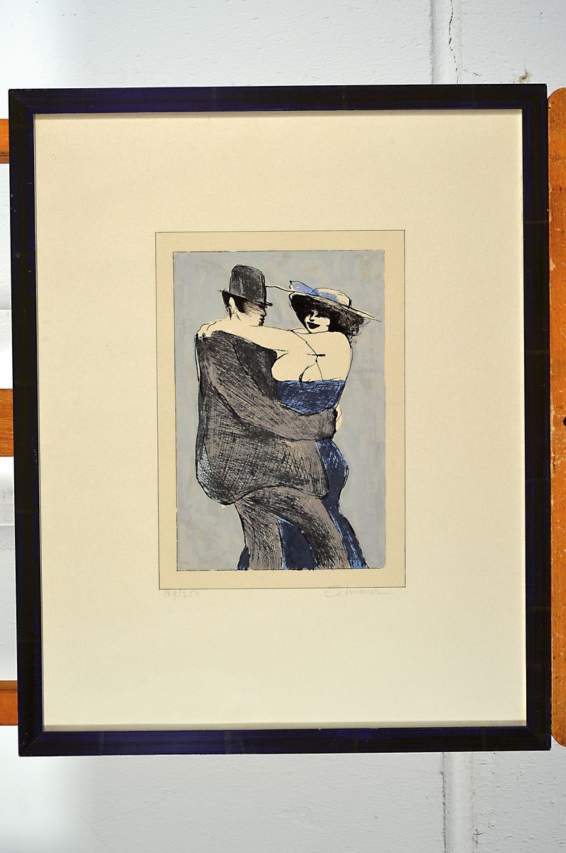 Detail k: David Schneuer, 1905 Galizien-1988 Tel Aviv,sich umarmendes Paar, Farblithographie, handsigniert und num. 139/250, ca. 24x16cm, PP, u.Gl., R. ca. ...
