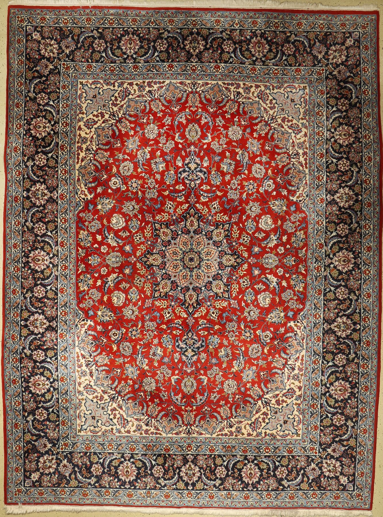 Esfahan Nadjafabad alt, Persien, ca. 60 Jahre, Wolle auf Baumwolle, ca. 407 x 305 cm, dekorativ, EHZ: 2