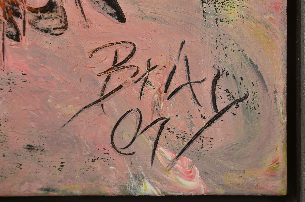 Detail a: Dietmar Brixy, geb. 1961 Mannheim, abstrakte Komposition, Brixy 01, Öl/Lwd., signiert, 60 x 80 cm, Metallleiste
