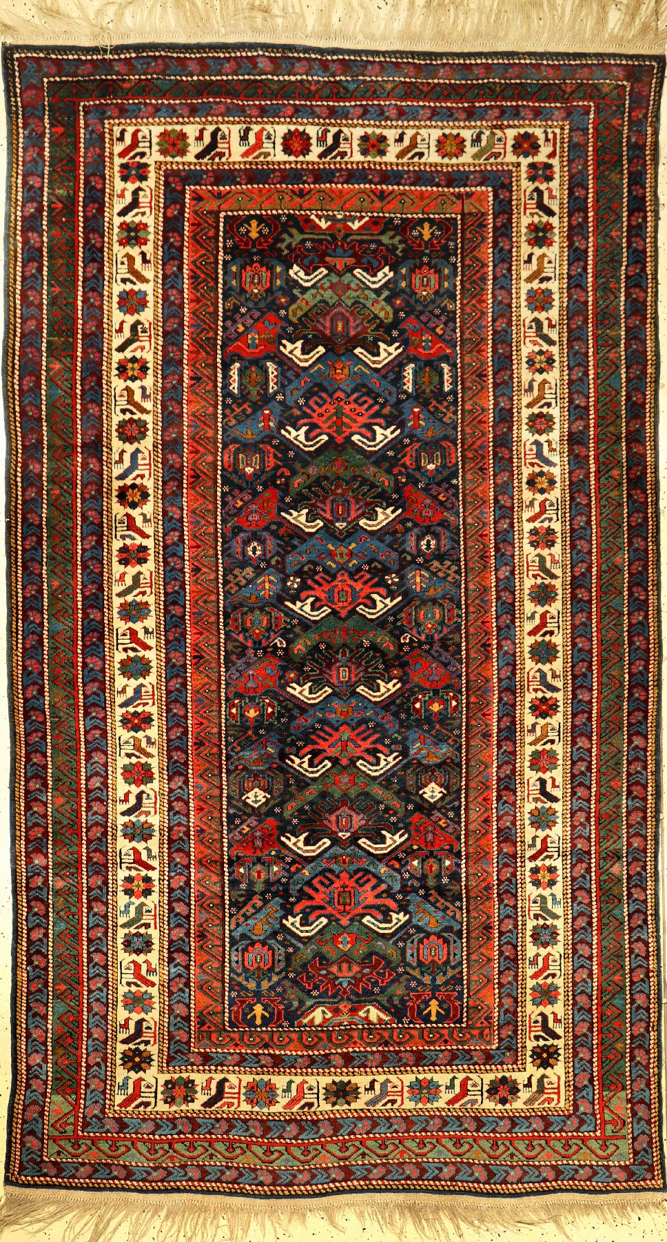 Bidjov antik, Ostkaukasus Kuba-Gebiet, um 1890/1900, Wolle geknüpft auf Wolle. Vollfloriger Bidjov aus der Kuba Region mit charakteristischen Vogel ...