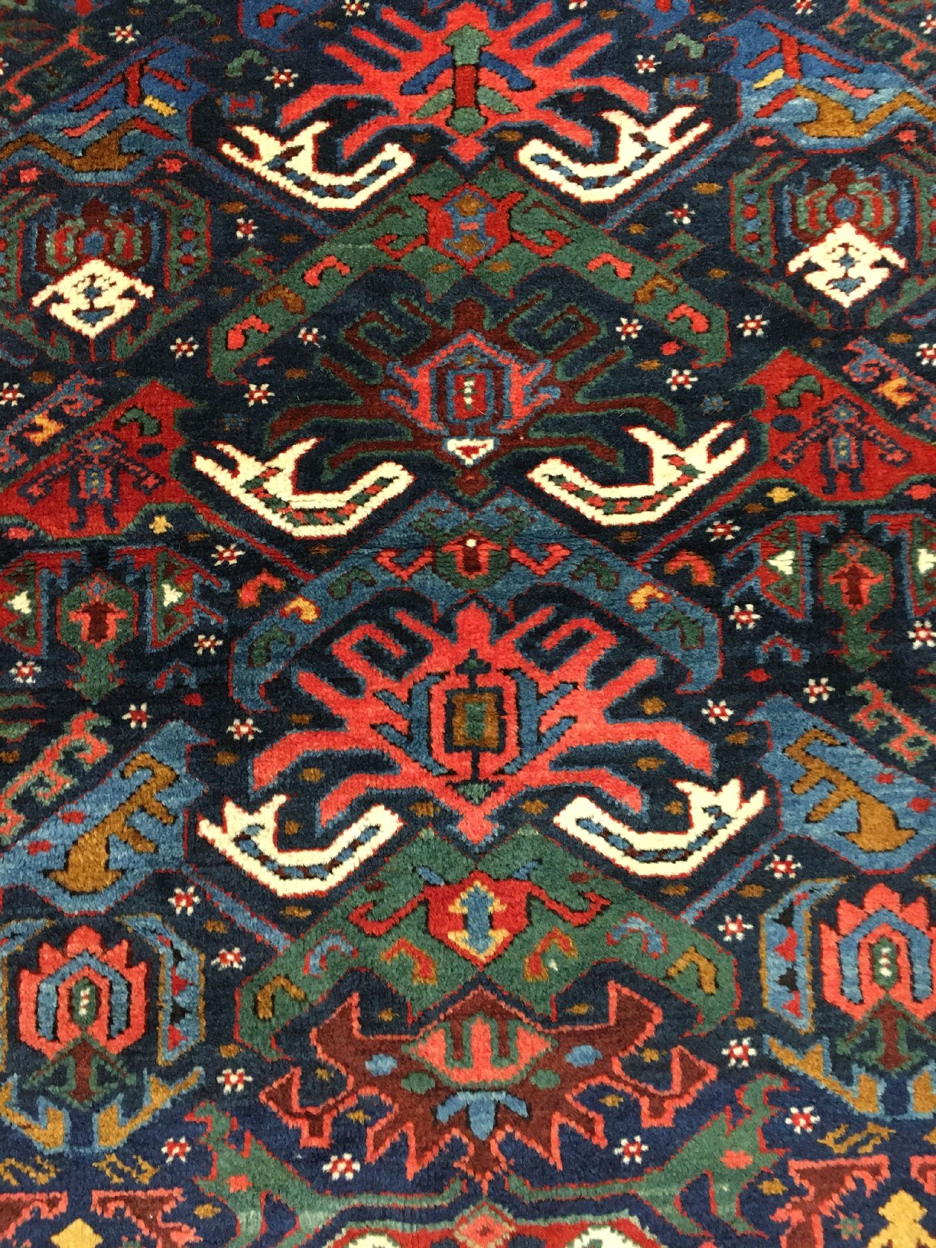 Detail d: Bidjov antik, Ostkaukasus Kuba-Gebiet, um 1890/1900, Wolle geknüpft auf Wolle. Vollfloriger Bidjov aus der Kuba Region mit charakteristischen Vogel ...