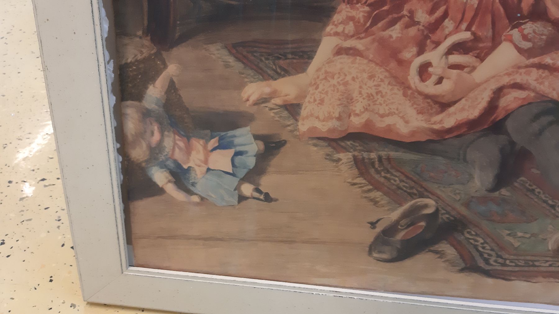 Detail g: Heinrich Rettig, 1859 Breslau - 1921 München, Aquarell/Papier/Leinwand, "Gute Freunde", Mädchen mit Hund, erzählende detailreiche ...