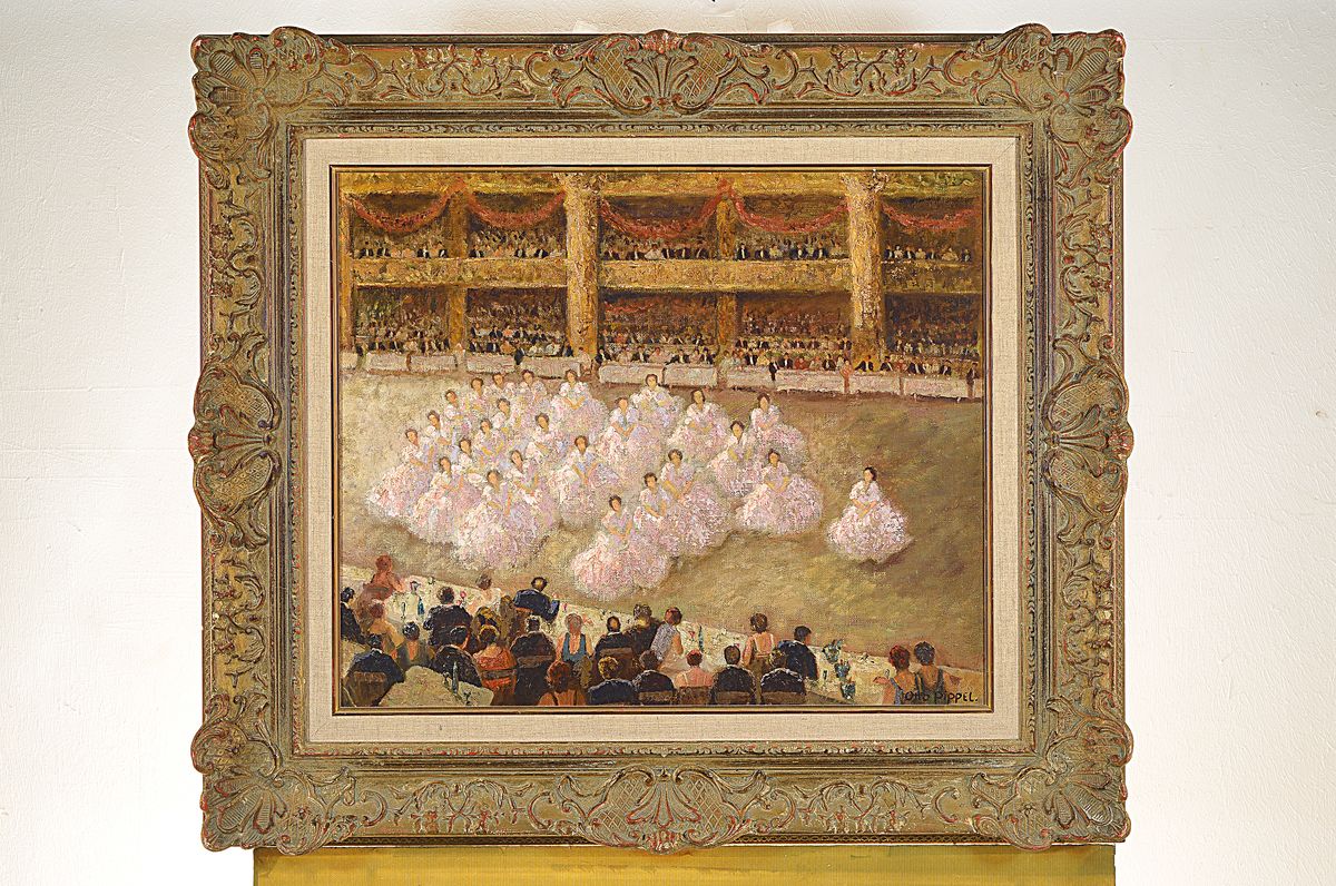 Detail k: Otto Pippel, 1884 - 1957, Tanzaufführung, Öl/Lwd, re. unten handsigniert u. rückseitig nochmals signiert, ca. 50.5 x 60 cm, Rahmen 77 x 82 cm