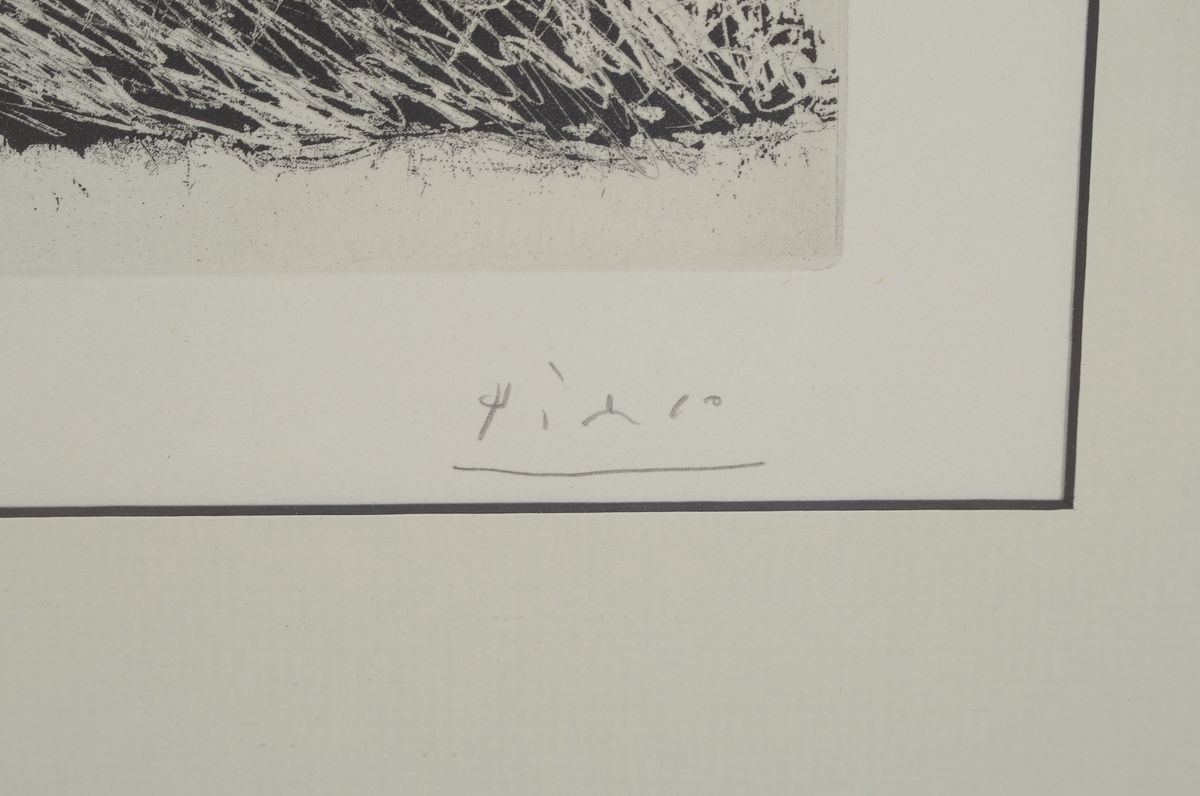 Detail a: Pablo Picasso, 1881 - 1973, Radierung (Aquatinta und Kaltnadel), stehender Akt mit Tuch, handsigniert und num. 6/50, Plattengröße 20.5 x 15 cm, ...