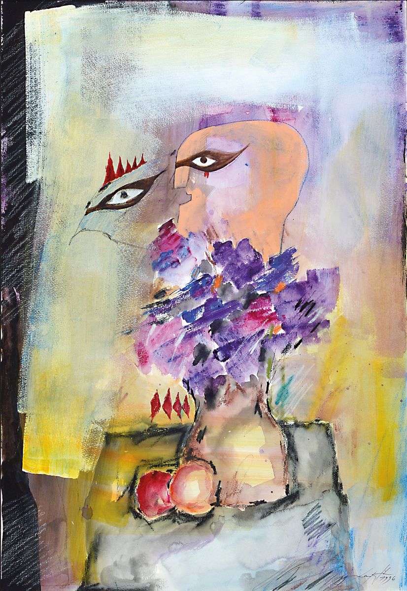 Bernd Kastenholz, geb. 1949 Speyer, Ohne Titel, Gouache auf Papier, rechts unten signiert und dat. 1996, ca. 79x54cm, PP, u.Gl.; R. ca. 105x75cm