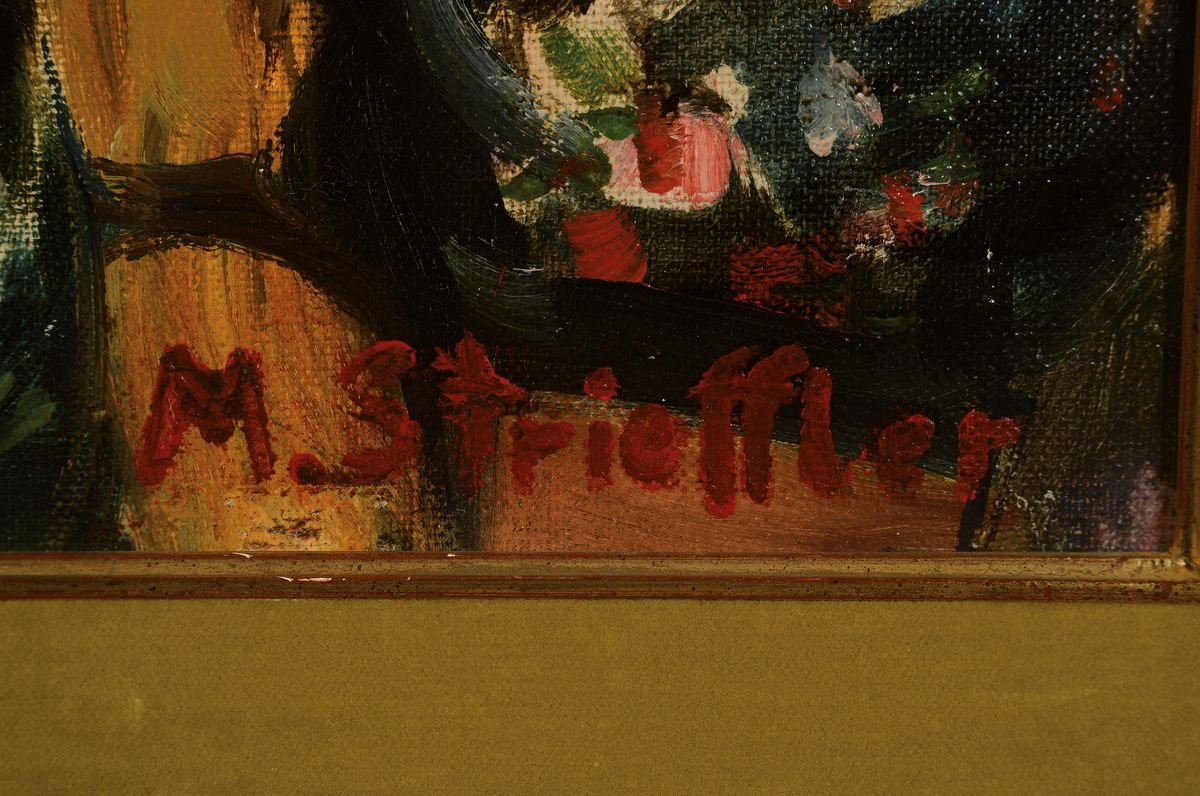 Detail a: Marie Strieffler, 1917-1987 Landau, Porträt eines Mädchens mit geflochtenen Zöpfen, Öl/Lwd, rechts unten signiert, ca. 52x42cm, R. ca. 66x55cm
