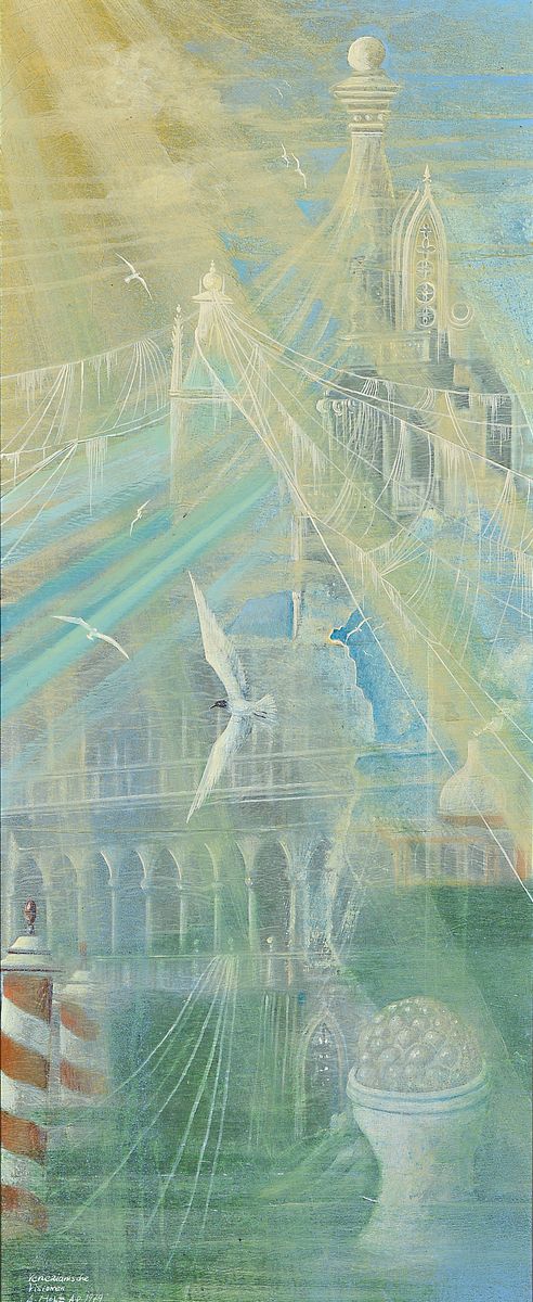 Werner Holz, 1948 Grünstadt-1991 Ludwigshafen, Venezianische Visionen, Öl/Spanplatte, links unten betitelt, signiert und dat. 1979, ca. 56x24cm, R. ...