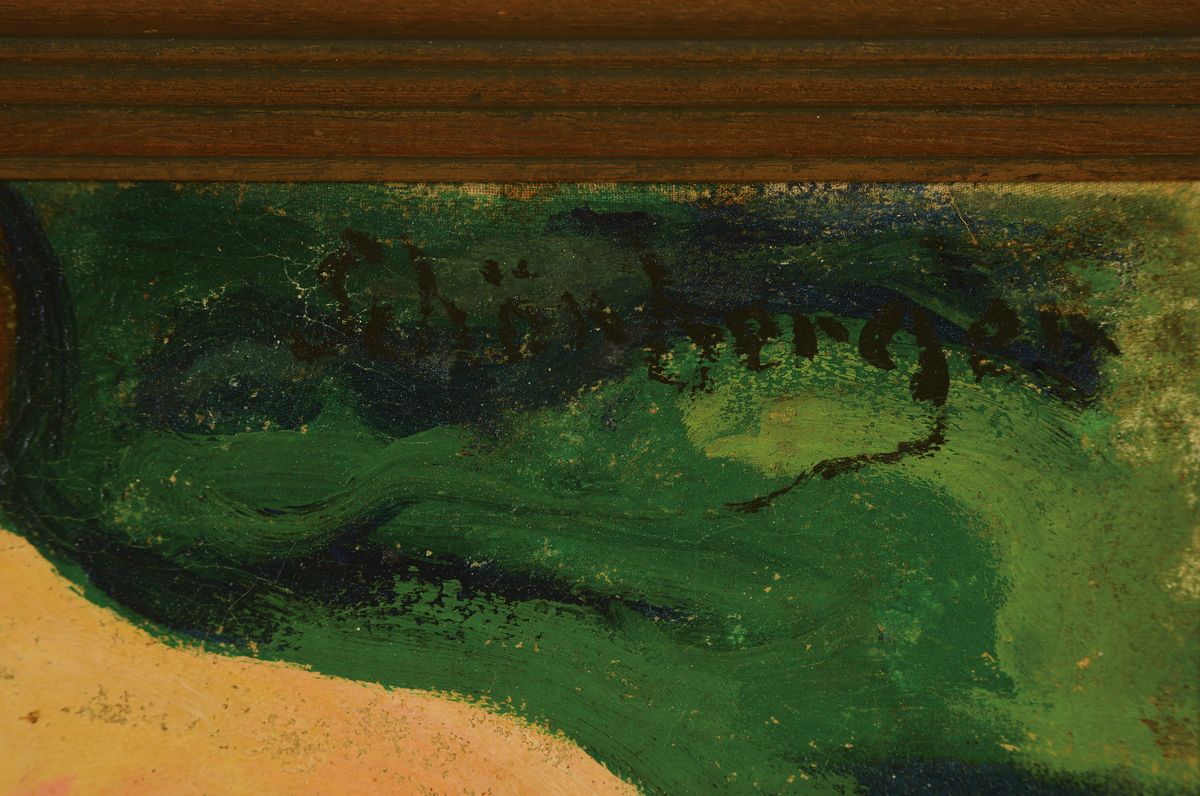 Detail a: Martin Schönberger, geb. 1864 München, Studium an den Akademien München, Paris und Florenz, lebte in Zürich, hier: weiblicher Rückenakt, ...