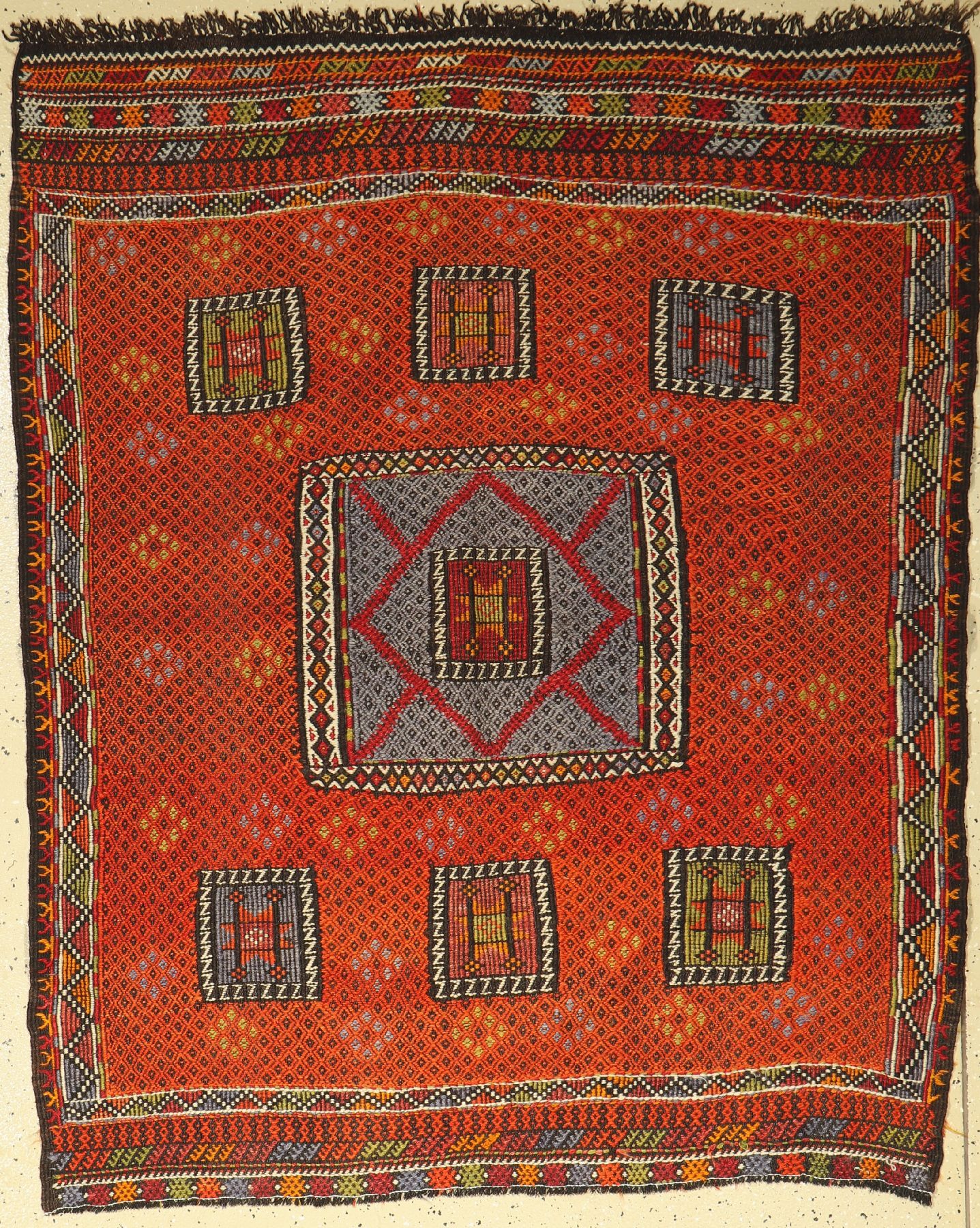 Anatolischer Cicim alt, Türkei, um 1940, Wolle auf Wolle, ca. 160 x 125 cm, EHZ: 2-3