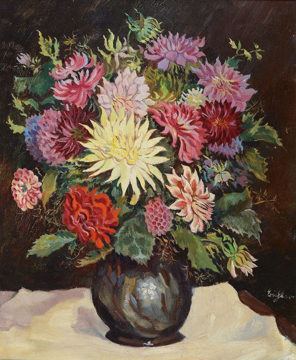 Heinrich Bühler, 1893 Lauda-1986 Karlsruhe, Blumenstillleben, Öl/Lwd, rechts unten signiert, ca. 57x46cm