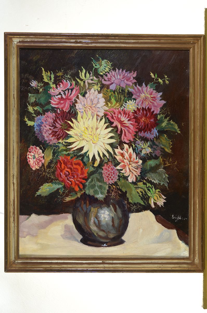 Detail k: Heinrich Bühler, 1893 Lauda-1986 Karlsruhe, Blumenstillleben, Öl/Lwd, rechts unten signiert, ca. 57x46cm