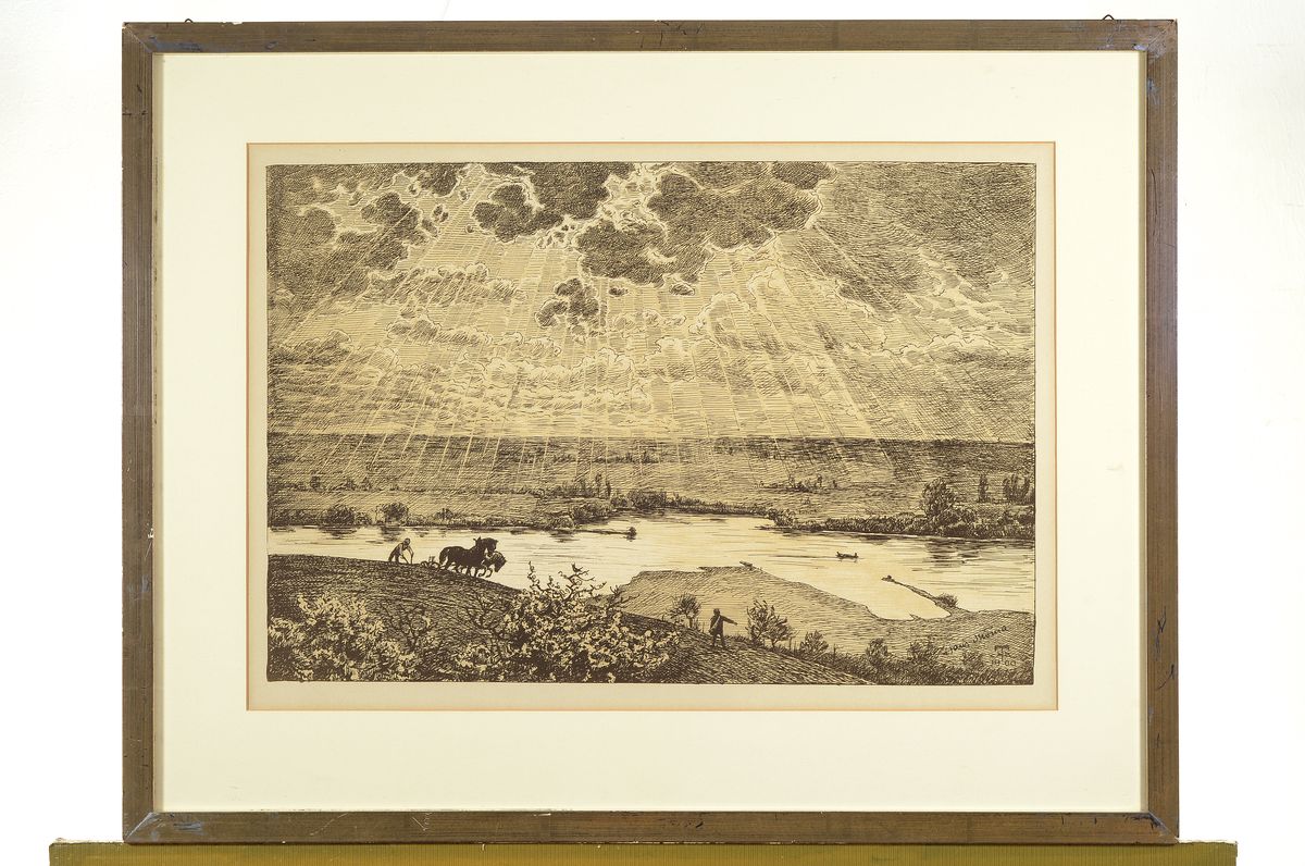 Detail k: Hans Thoma, 1839 Bernau-1924 Karlsruhe, Frühling am Main, Lithographie von 1900, rechts unten handsign., ca. 34x50cm, PP, u.Gl., R. ca. 54x69cm