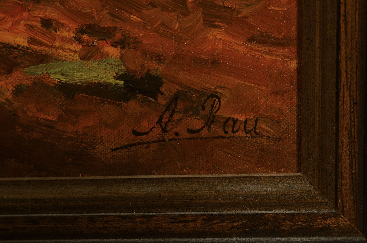 Detail a: Adolf Rau, 1867 Frankfurt-1908 München, Blick in den Wald, Öl/Lwd, rechts unten signiert, ca. 50x70cm, R. ca. 62x82cm