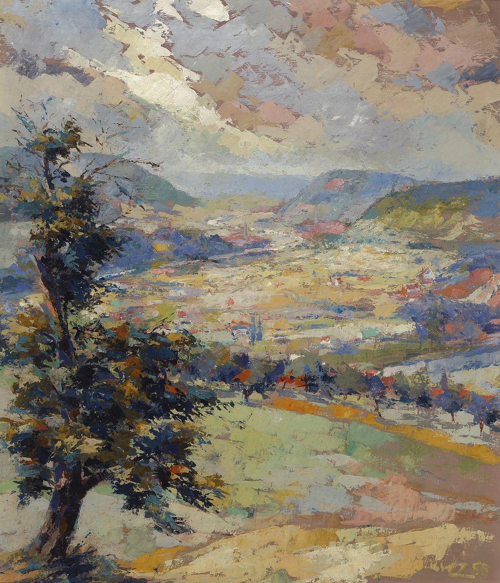 Carl-Wolfgang Zöller, deutscher Maler des 20. Jh., Blick auf Miltenberg, Öl/Holz, rückseitig signiert und datiert 1958, ca. 70x60cm, R. ca. 82x73cm