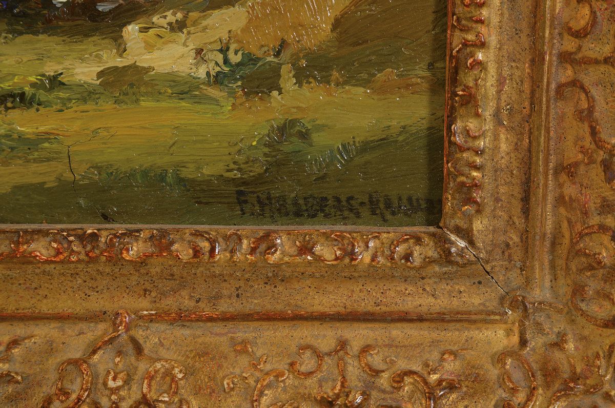 Detail a: Fritz Halberg-Krauss, 1874 Stadtprozelten-1951Prien, Landschafts- und Wolkenstudie, Öl/Holz, rechts unten signiert, ca. 18x15cm, R.