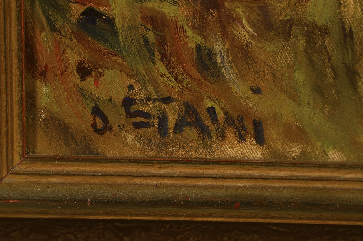 Detail b: Ottmar Stawinoga, gen. Stawi, 1924 Beuthen-1980 Karlsruhe, 2 Arbeiten: Balzende Birkhähne, Öl/Lwd, sign., ca. 50x60cm, R.; Landschaft mit Bäumen ...